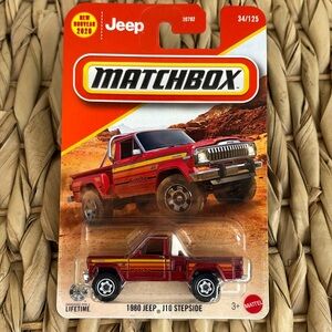 1980 Jeep J10 Stepside Truck Pickup Burgundy Maroon Matchbox Mattel Toy 2026 New